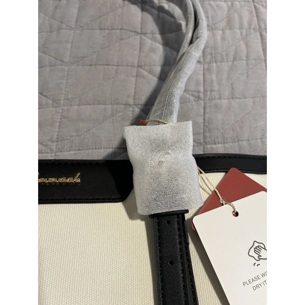 LOVEVOOK Laptop Bag Womens White Black Trim Strap